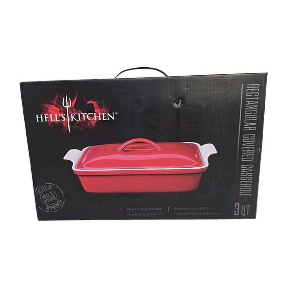 Hell's Kitchen rectangular covered casserole 3qt Fine Quality Stoneware New VSA - Picture 3 of 6